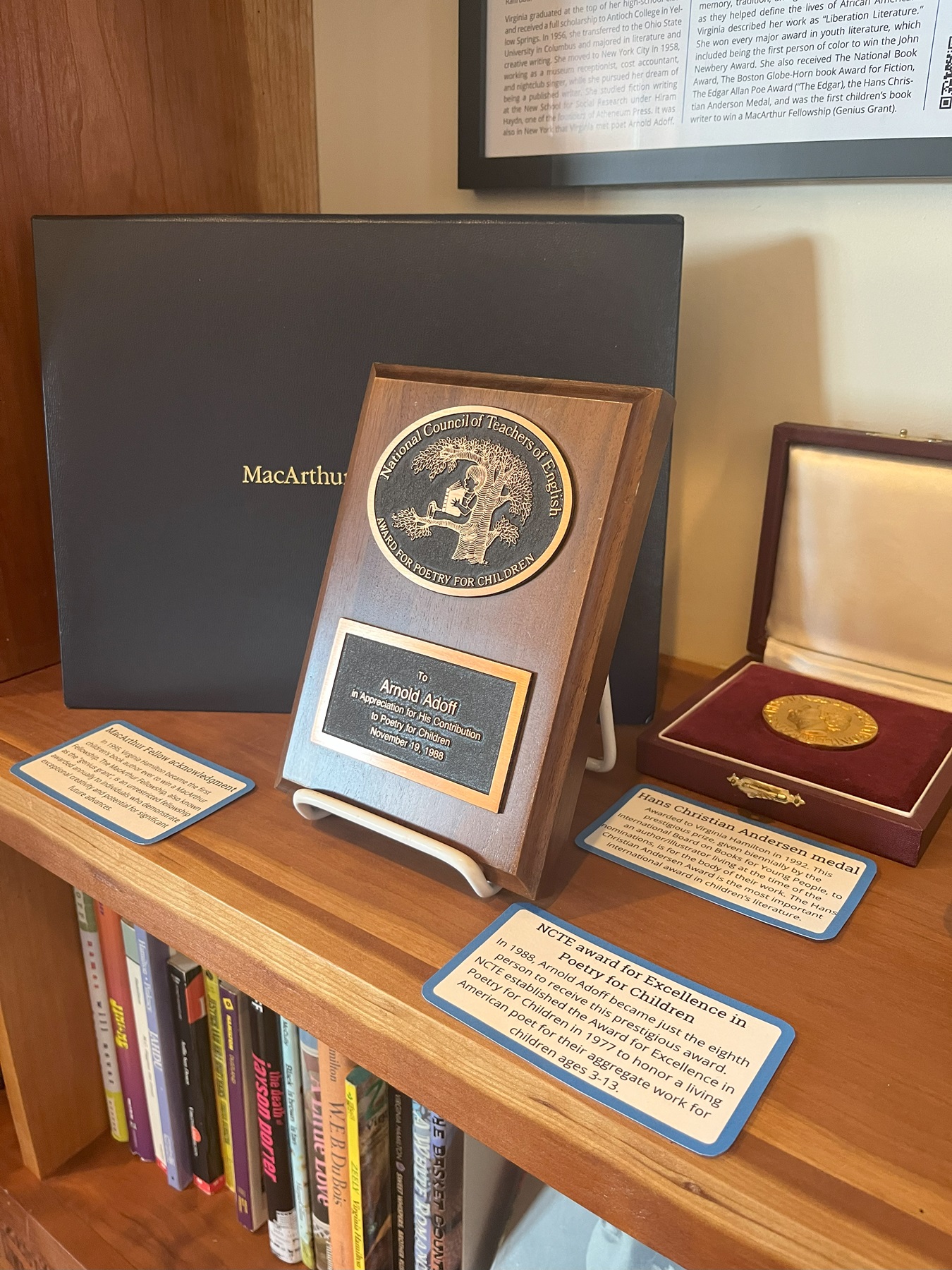 Photo of the Virginia Hamilton Arnold Adoff Library Display